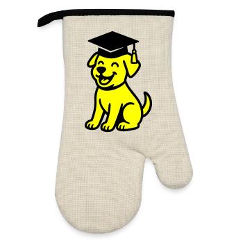 Chien de Bachelor / Chien de Diplôme - Gant de cuisine avec revêtement en caoutchouc - lin/noir  - Devant