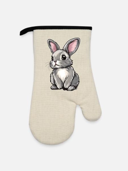 Hase - Ofenhandschuh mit Gummibeschichtung - Leinen/Schwarz