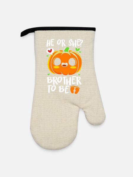 Gender Reveal Halloween Babyshower - Ofenhandschuh mit Gummibeschichtung - Leinen/Schwarz 