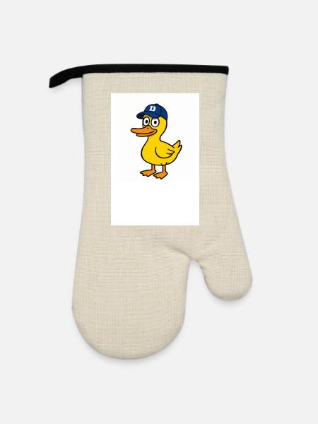 Ente mit D-Kappe - Ofenhandschuh mit Gummibeschichtung - Leinen/Schwarz 