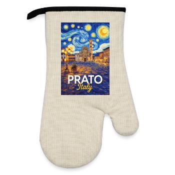 Prato, Italie. - Gant de cuisine avec revêtement en caoutchouc - lin/noir  - Devant