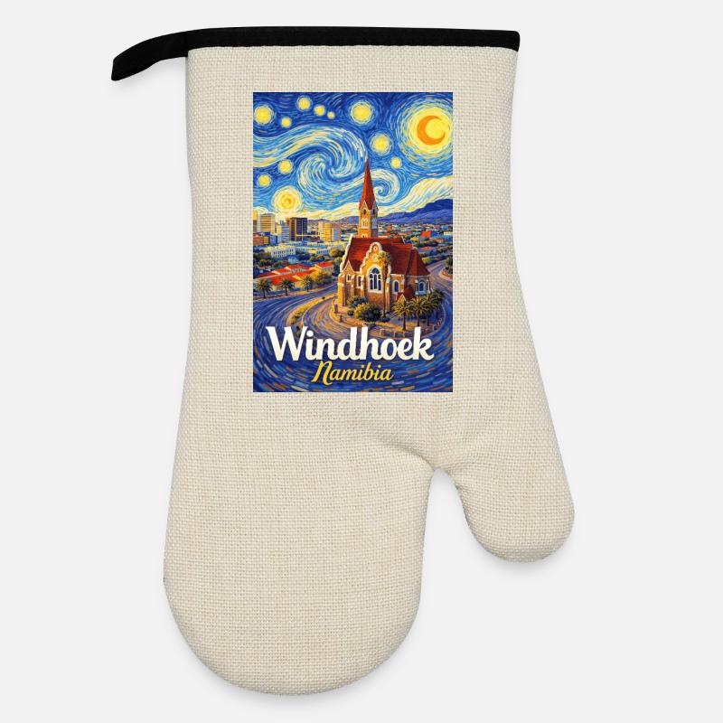 Windhoek, Namibia - Oven glove with rubber coating - linen/black 