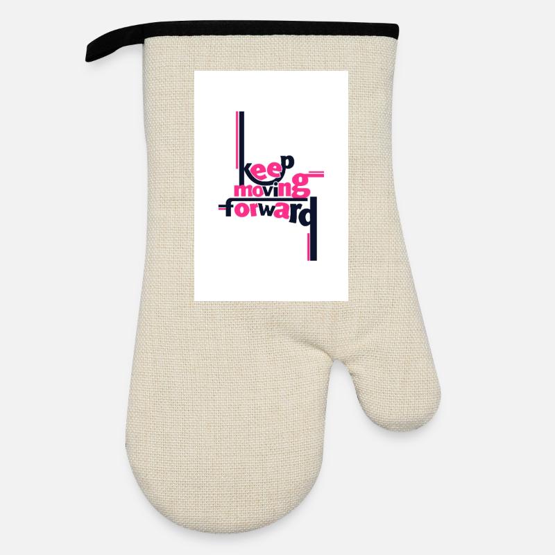 Keep Moving Forward Bold Statement Pink - Oven glove with rubber coating - linen/black