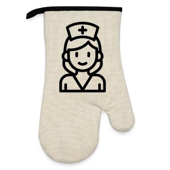 nurse - Oven glove with rubber coating - linen/black  - Front