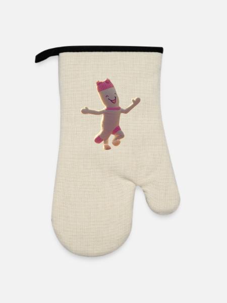 Fröhlicher Sockenfreund - Ofenhandschuh mit Gummibeschichtung - Leinen/Schwarz 