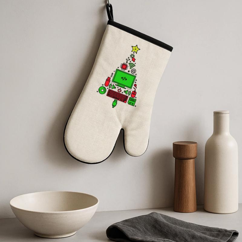 Code Computer Code Debug Scripting Programmer Oven glove with rubber coating