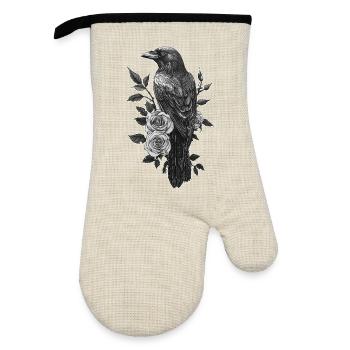 Raven - Oven glove with rubber coating - linen/black  - Front