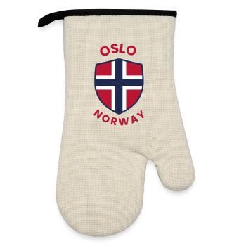 Bouclier de Norvège d’Oslo avec drapeau - Gant de cuisine avec revêtement en caoutchouc - lin/noir  - Devant