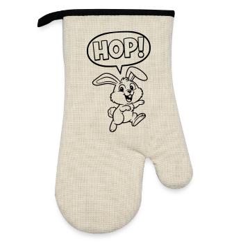 HOP! Hase Springen Outline Comic - Ofenhandschuh mit Gummibeschichtung - Leinen/Schwarz  - Vorne