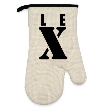 Lex – Conception du Prénom | Typographie minimale - Gant de cuisine avec revêtement en caoutchouc - lin/noir  - Devant
