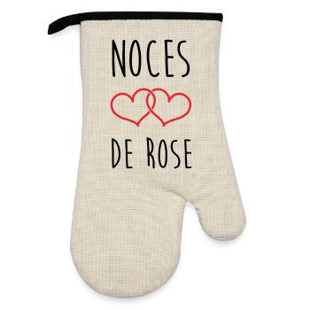 Rose Wedding 17 Years of Marriage - Oven glove with rubber coating - linen/black  - Front