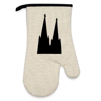 Der Kölner Dom zu Köln - Ofenhandschuh mit Gummibeschichtung - Leinen/Schwarz  - Vorne
