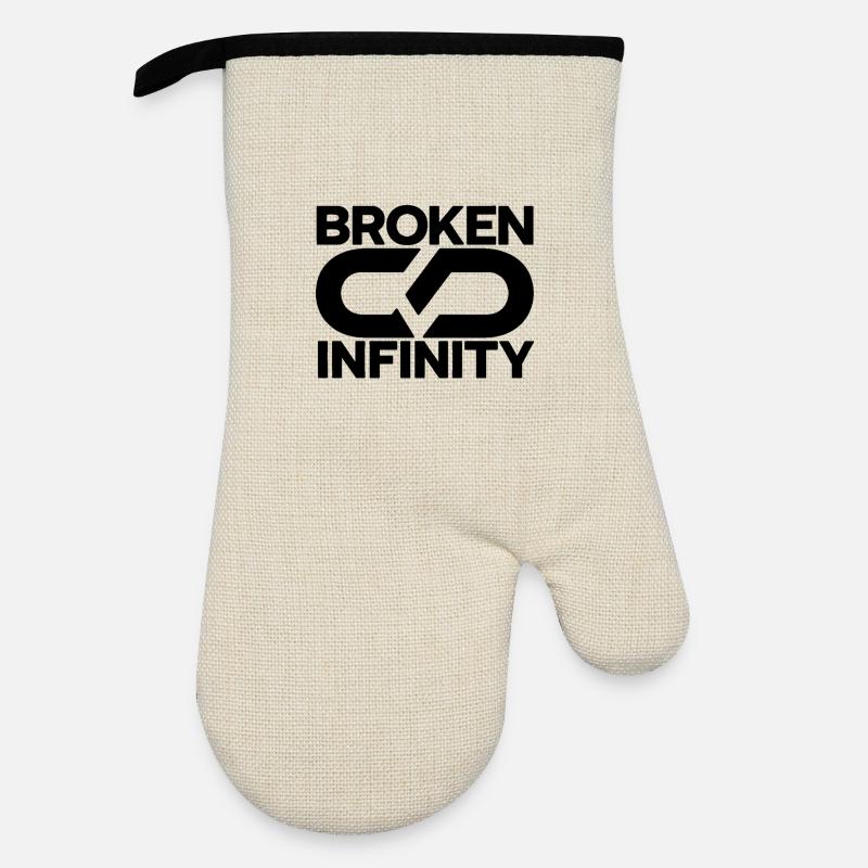 broken_infinity_black - Oven glove with rubber coating - linen/black 