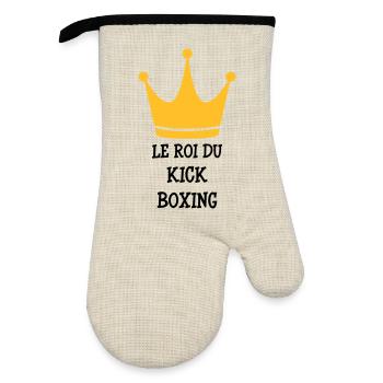 Kickboxen / Kickboxing / Kickboxer / Kick Boxing - Ofenhandschuh mit Gummibeschichtung - Leinen/Schwarz  - Vorne