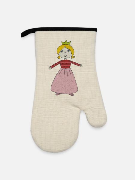 kleine prinzessin - Ofenhandschuh mit Gummibeschichtung - Leinen/Schwarz