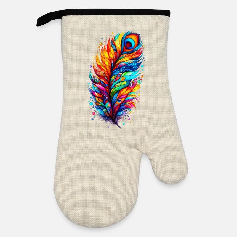 Feather - Oven glove with rubber coating - linen/black 