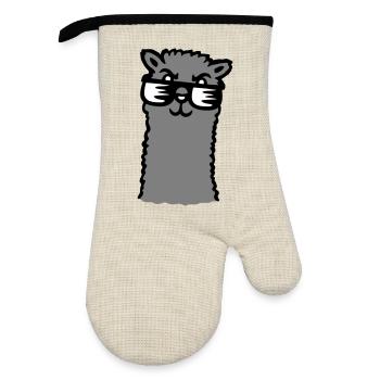 Lama Cool Sunglasses Alpaca Smug Guy - Oven glove with rubber coating - linen/black  - Front