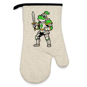 Frog Knight - Oven glove with rubber coating - linen/black  - Front