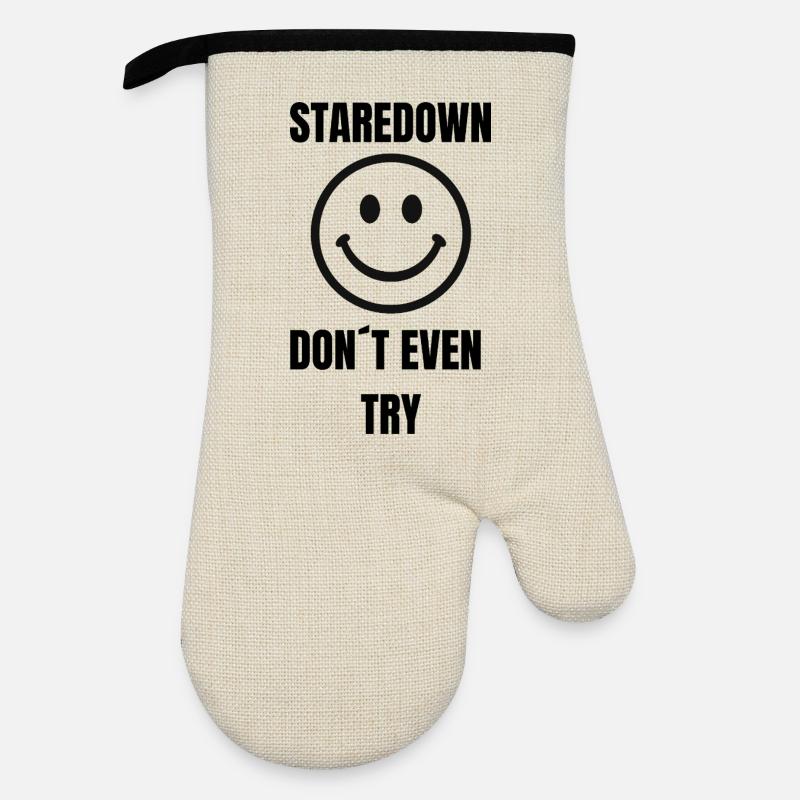 Staredown Smile– Don't Even Try - Ofenhandschuh mit Gummibeschichtung - Leinen/Schwarz 