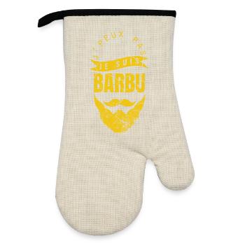Je peux pas je suis barbu humour - Gant de cuisine avec revêtement en caoutchouc - lin/noir  - Devant