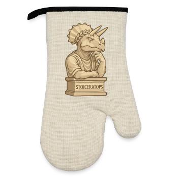 Stoiceratops - Oven glove with rubber coating - linen/black  - Front