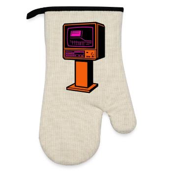 Retro-Future TV - Ofenhandschuh mit Gummibeschichtung - Leinen/Schwarz  - Vorne