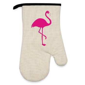 Flamingo pink summer sun beach - Oven glove with rubber coating - linen/black  - Front