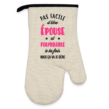 Ehe Hochzeit Liebe Paar Ehemann Frau Braut Love - Ofenhandschuh mit Gummibeschichtung - Leinen/Schwarz  - Vorne