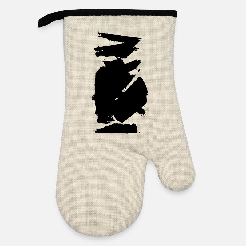 Farbwischer Klecks - Ofenhandschuh mit Gummibeschichtung - Leinen/Schwarz 