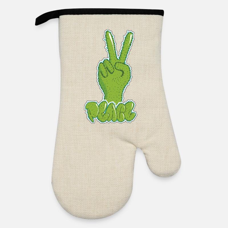 Graffiti Peace - Oven glove with rubber coating - linen/black 