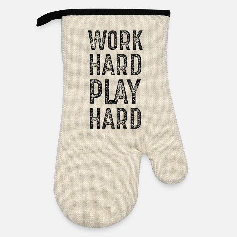 work hard play hard - Oven glove with rubber coating - linen/black