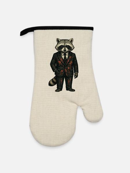 Mafiaboss Waschbär - Ofenhandschuh mit Gummibeschichtung - Leinen/Schwarz