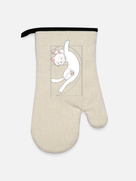 Fibonacci-Spirale Katze - Ofenhandschuh mit Gummibeschichtung - Leinen/Schwarz