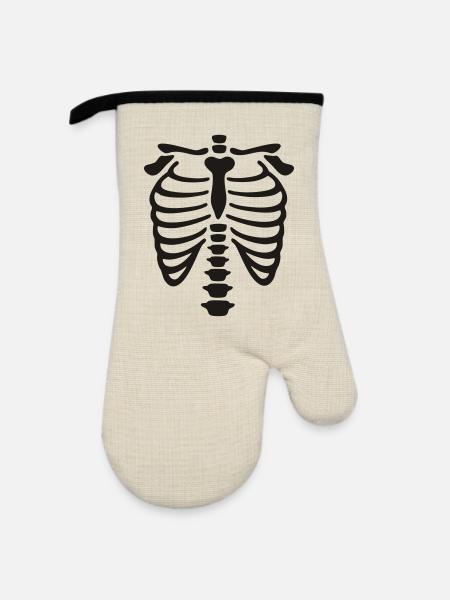 Röntgen Brustkorb - Ofenhandschuh mit Gummibeschichtung - Leinen/Schwarz