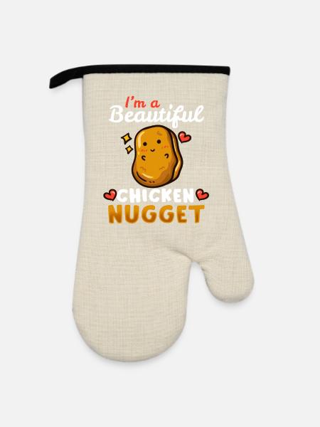 Chicken Nuggets - Ofenhandschuh mit Gummibeschichtung - Leinen/Schwarz