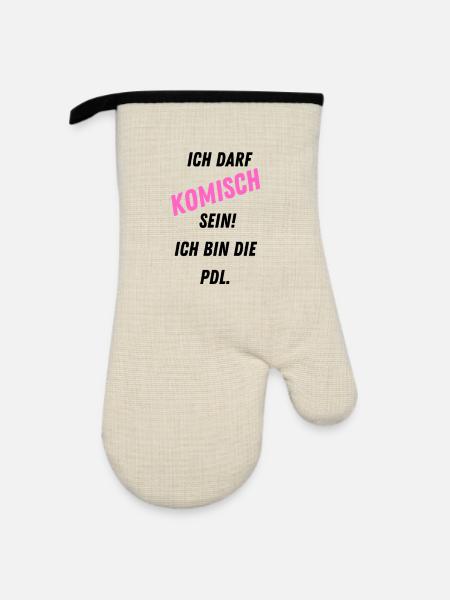 PDL Pflegedienstleitung Geschenk Witzig Komisch - Ofenhandschuh mit Gummibeschichtung - Leinen/Schwarz