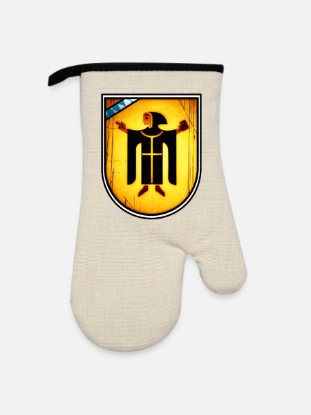 München's Mönch - Ofenhandschuh mit Gummibeschichtung - Leinen/Schwarz