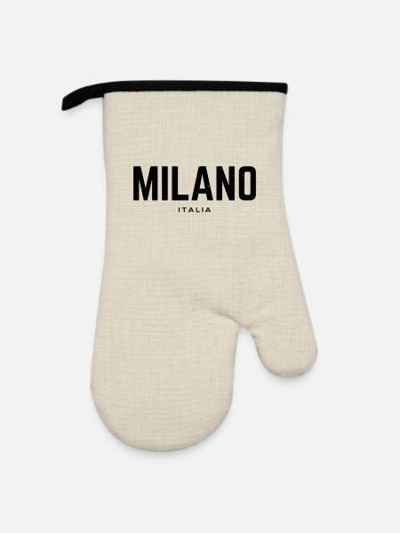 Milan Mailand Italien - Ofenhandschuh mit Gummibeschichtung - Leinen/Schwarz 