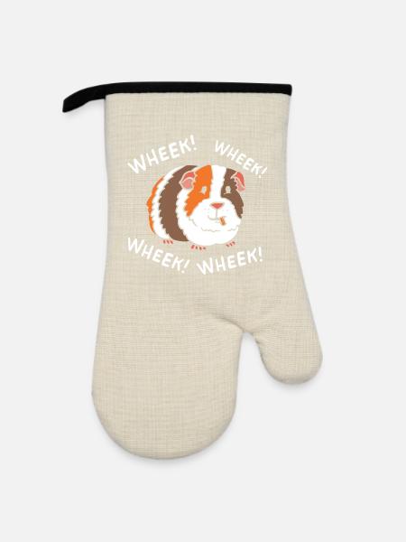 Meerschweinchen - Ofenhandschuh mit Gummibeschichtung - Leinen/Schwarz