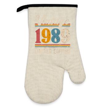 1989 Vintage Year of construction Birthday Vintage - Oven glove with rubber coating - linen/black  - Front