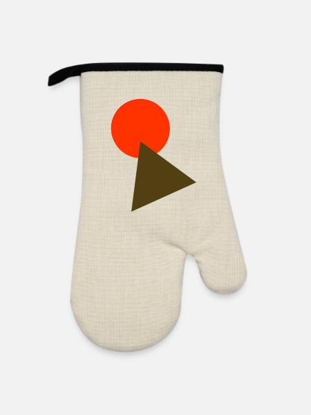 Kreis und Dreieck - Ofenhandschuh mit Gummibeschichtung - Leinen/Schwarz