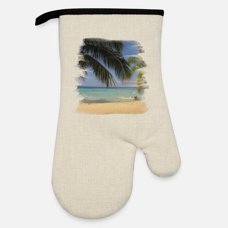 Beach - Ofenhandschuh mit Gummibeschichtung - Leinen/Schwarz