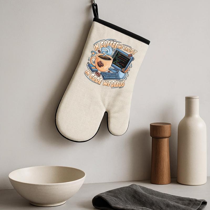 CoffeeCode Debug: In Code We Debug Oven glove with rubber coating