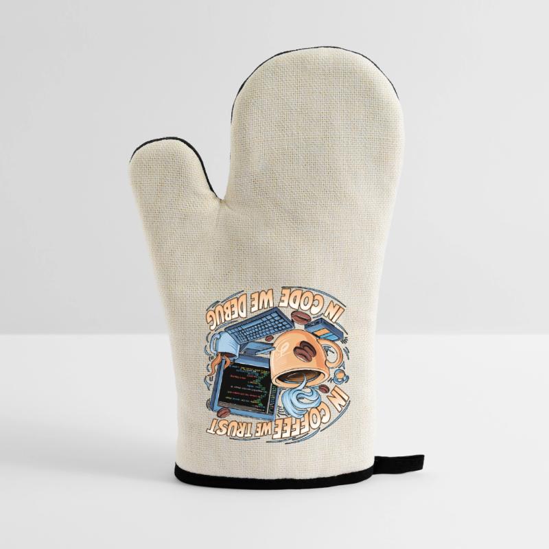 CoffeeCode Debug: In Code We Debug Oven glove with rubber coating