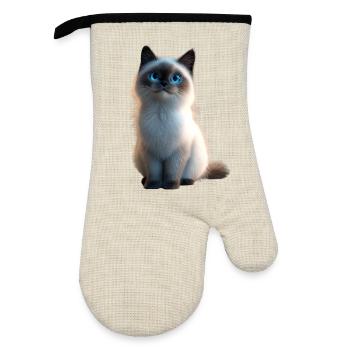 Birma Katze Heilige Birmakatze Süße Birma Katzen - Ofenhandschuh mit Gummibeschichtung - Leinen/Schwarz  - Vorne