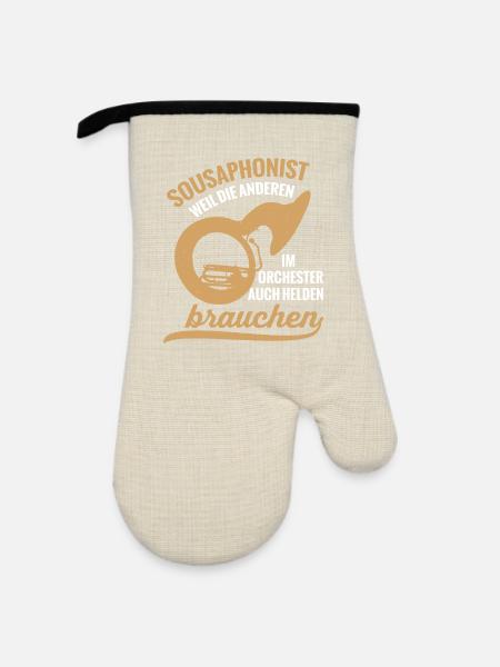 Sousaphonist Held Sousaphon Musiker Blaskapelle - Ofenhandschuh mit Gummibeschichtung - Leinen/Schwarz
