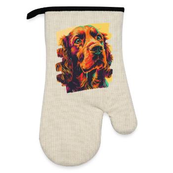 Cocker Spaniel - Gant de cuisine avec revêtement en caoutchouc - lin/noir  - Devant