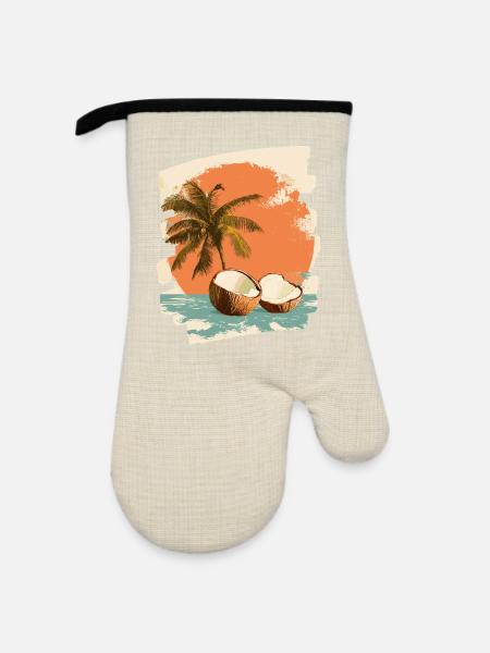 Kokosnuss Coconut - Ofenhandschuh mit Gummibeschichtung - Leinen/Schwarz