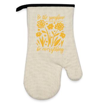 Blumen - Frühling - Be the sunshine - Spruch - Oven glove with rubber coating - linen/black  - Front