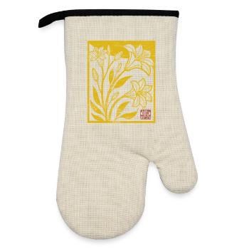 Blumen - Frühling - Be the sunshine - Spruch - Oven glove with rubber coating - linen/black  - Front